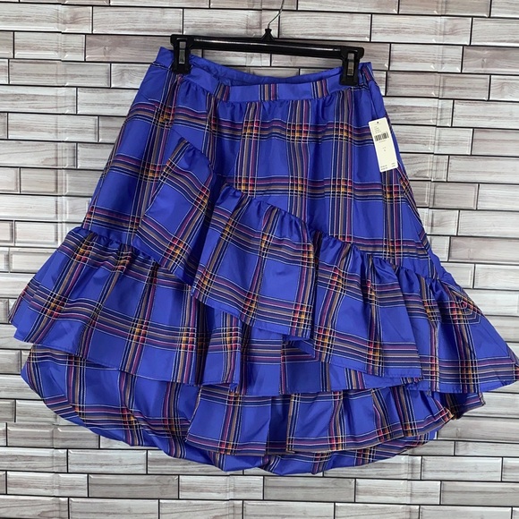 NEW! Anthropologie Maeve Plaid Tiered Ruffle Skirt Size 6 - Picture 2 of 10